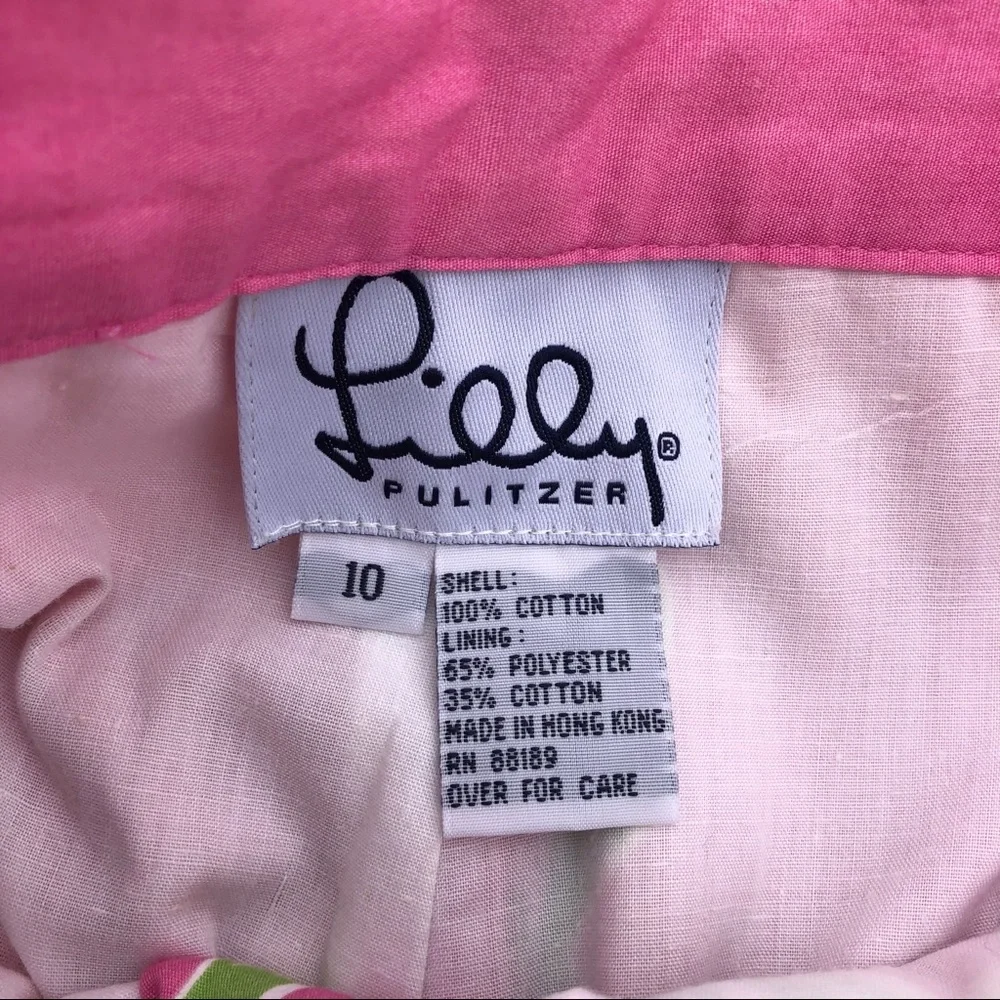Vintage Lilly Pulitzer High Waist Pink Flower Print Bermuda Shorts Size 10